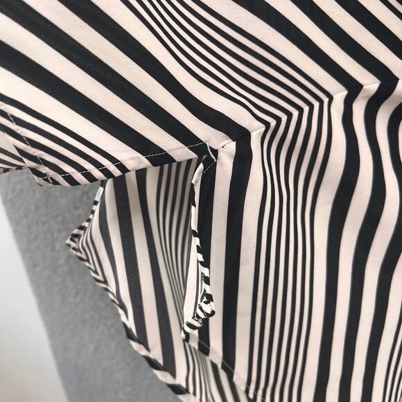 Talbots Women's Top Blouse 2XP Black White Chevron Stripe Long Sleeve Career - Picture 8 of 11